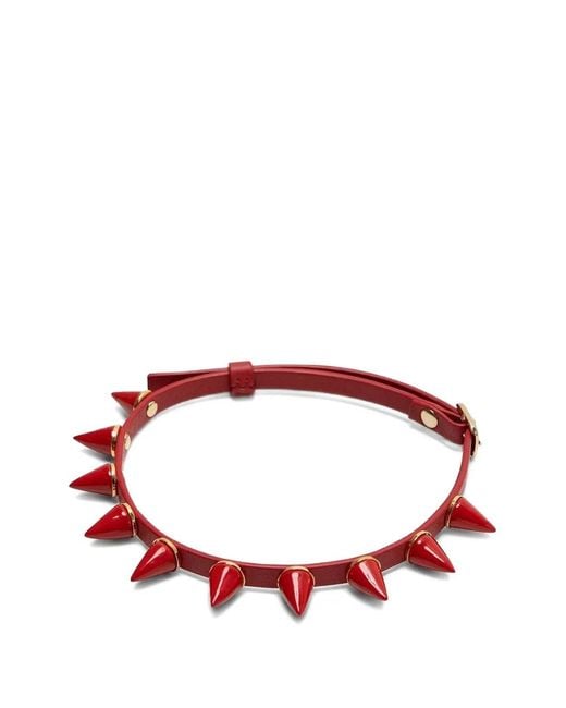 Andres Gallardo Red Collier Ras-Du-Cou Mini Spike En Cuir