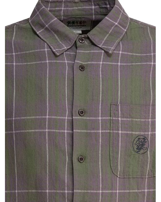 Thisisneverthat Gray Checked Embroidered Shirt for men