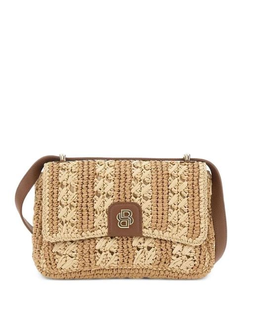 Boss Natural Double B Straw Shoulder Bag