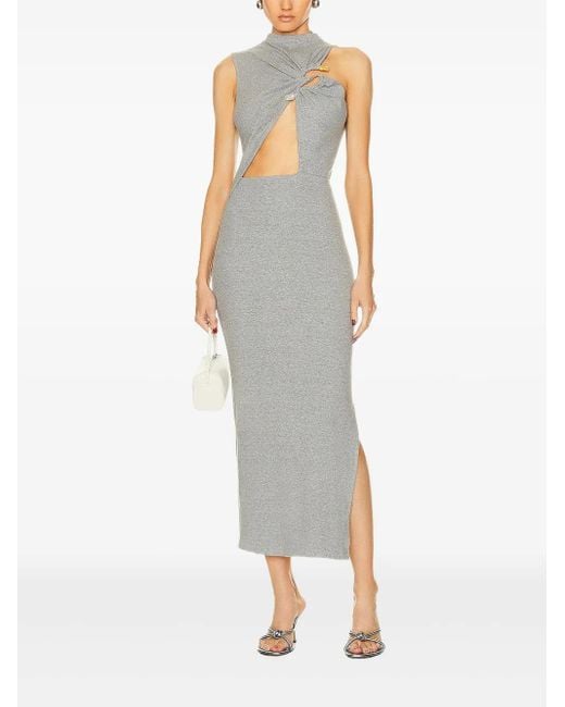Christopher Esber Gray Callisto Marle Column Twist-Detail Side-Split Midi Dress