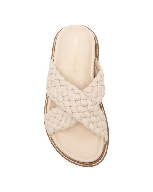 SERGIO MORETTI FIRENZE Natural Braided Crossover-Strap Mules