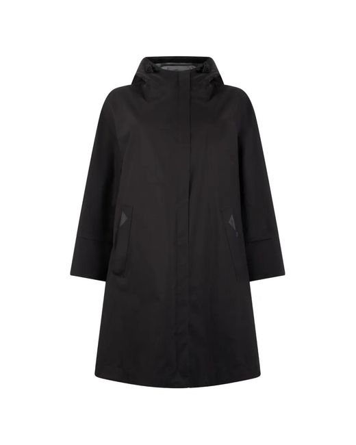 Herno Black High-Collar Hooded Coat