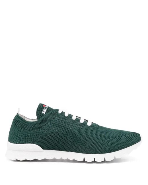 Kiton Green Logo-Embroidered Sneakers for men