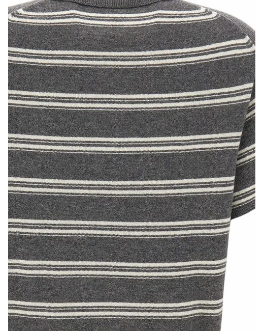 THE GARMENT Gray Striped Polo Shirt