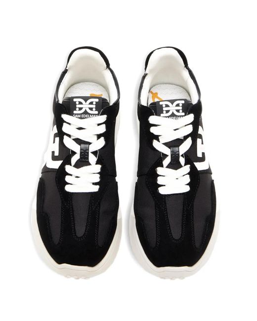 Sam Edelman Black Langley Panelled Logo-Patch Sneakers