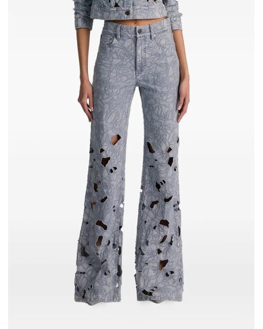 Alice + Olivia Gray Embroidered Eyelet Jeans