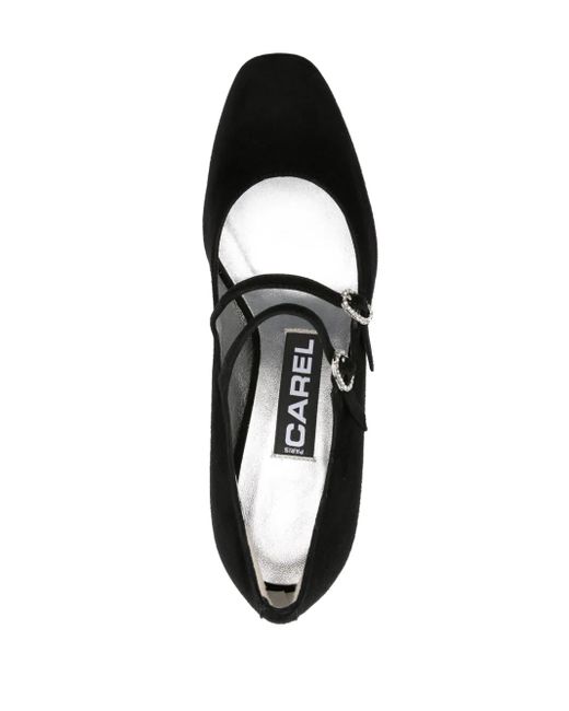 CAREL PARIS Black Alice 60Mm Crystal-Buckle Suede Pumps