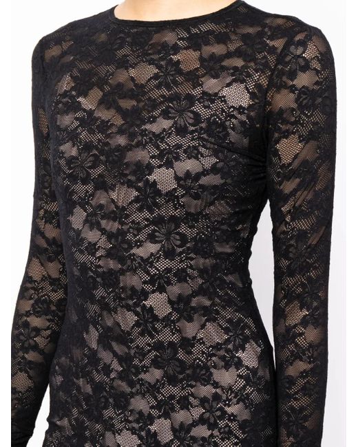 Fleur du Mal Black Le Stretch Lace Mini Dress