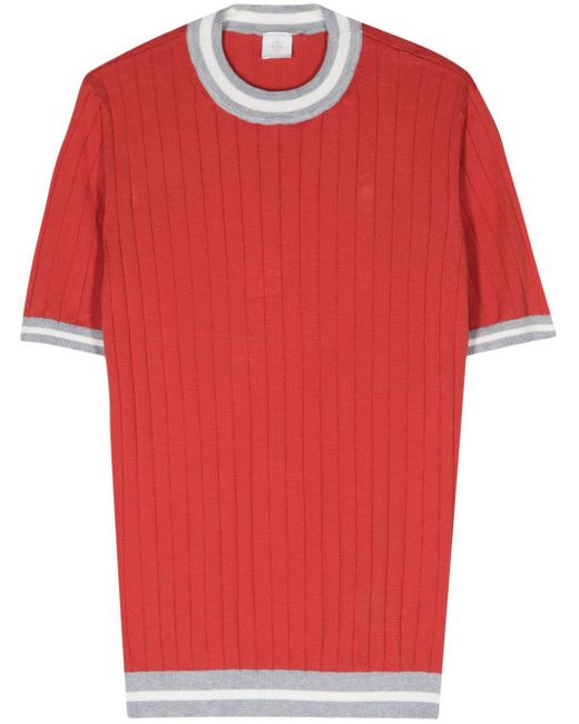 Eleventy Red Ribbed-knit Cotton Jumper for men