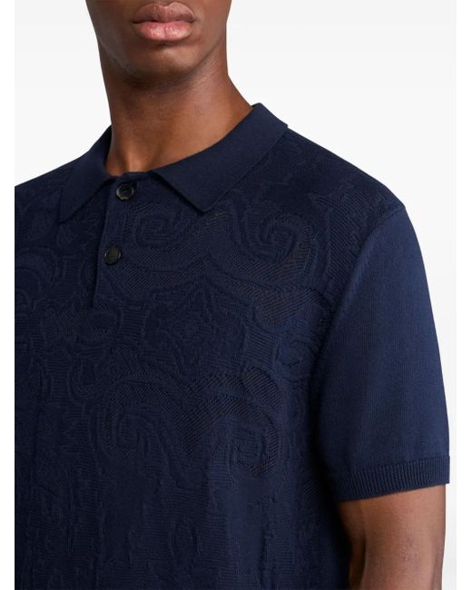 Etro Getextureerd Poloshirt in het Blue voor heren