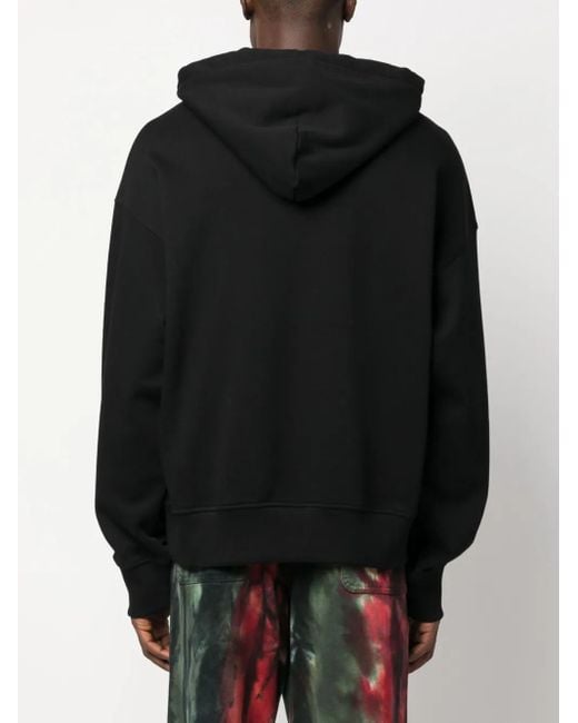 Versace Jeans Couture Black Logo-Print Cotton Hoodie for men