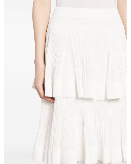 Zimmermann White Natura Tiered Ruffled Skirt