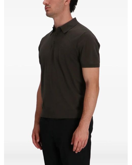 ARMANI EXCHANGE Black Logo-Embroidered Polo Top for men