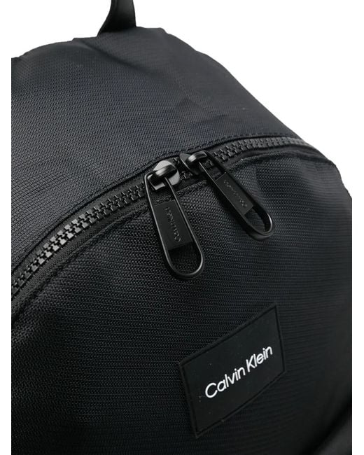 Calvin Klein Black Logo-Patch Backpack for men