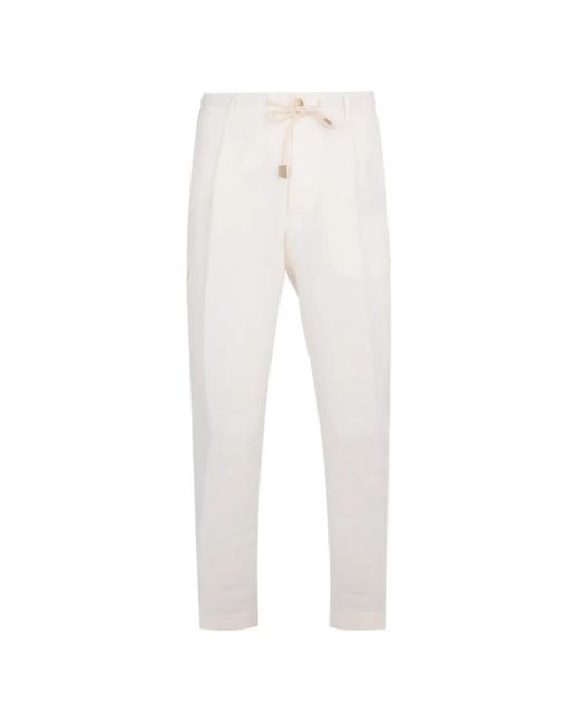 Gran Sasso Men's White Drawstring Cargo Pants