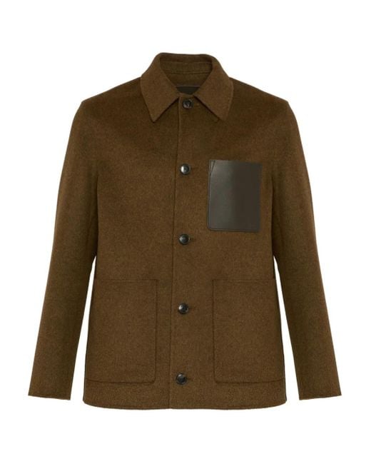 Yves Salomon Wollen Jack Met Leren Patch in het Green voor heren