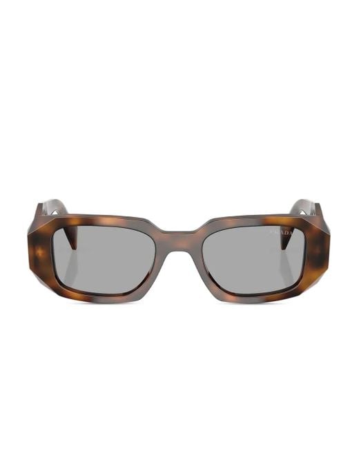 Prada Gray Geometric-Frame Sunglasses