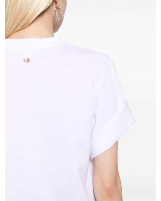 Camiseta con eslogan estampado Victoria Beckham de color White