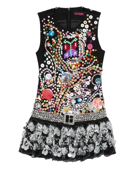 Chopova Lowena Black Skyhawk Beaded Dress