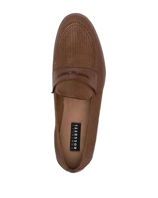Fratelli Rossetti Brown Interwoven Leather Loafers for men