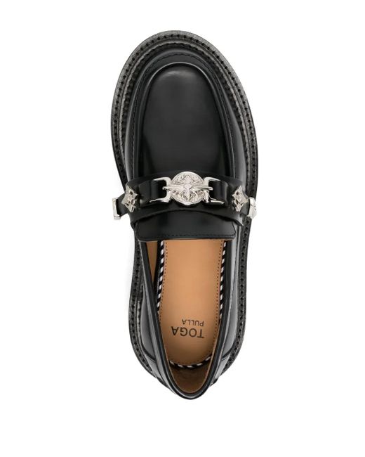Toga Black Stud-Embellished Leather Loafers