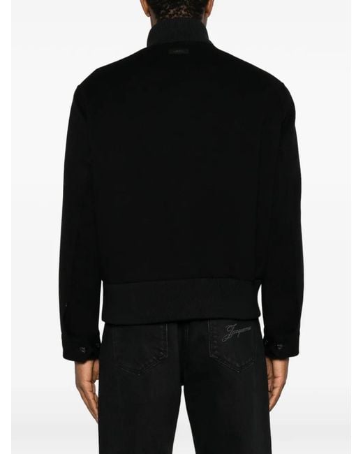 Lardini Black Button-Up Bomber Coat for men
