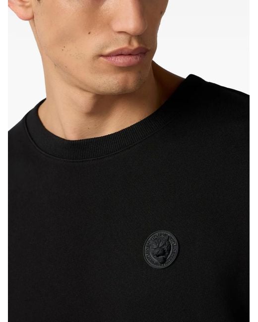 Philipp Plein Black Fleece Patch Sweatshirt for men