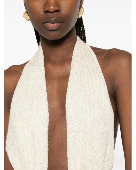 AYA MUSE White Sereia Knotted-Waist Maxi Dress
