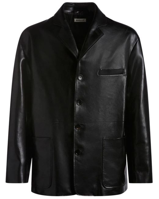 Bally Black Single-breasted Leather Blazer for men