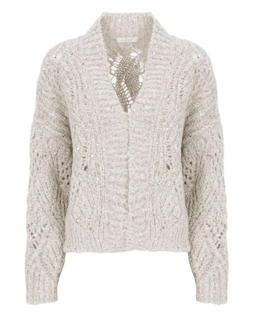 Cárdigan de punto flojo con lentejuelas Panicale de color White
