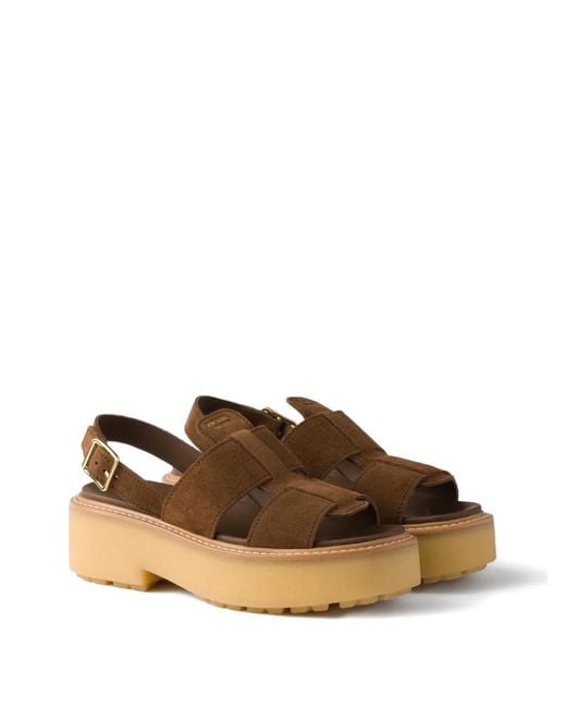 Prada Brown Suede Sandals