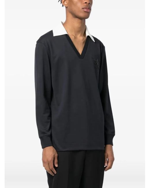 Limitato Blue V-Neck Polo Shirt for men