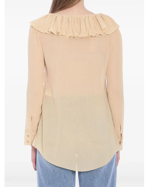 Saint Laurent Blue Ruffled Blouse Shirt