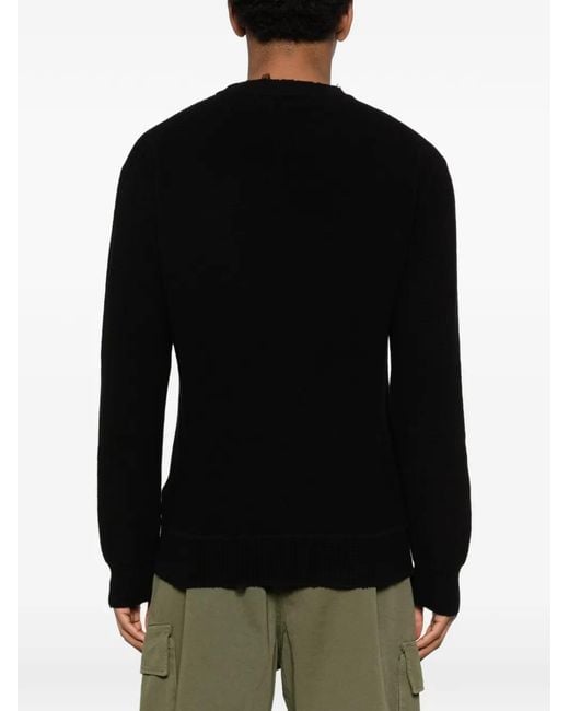 Laneus Black Crew-Neck Sweater for men