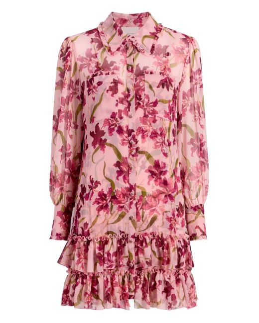 Robe Volantée À Fleurs Cinq À Sept en coloris Red