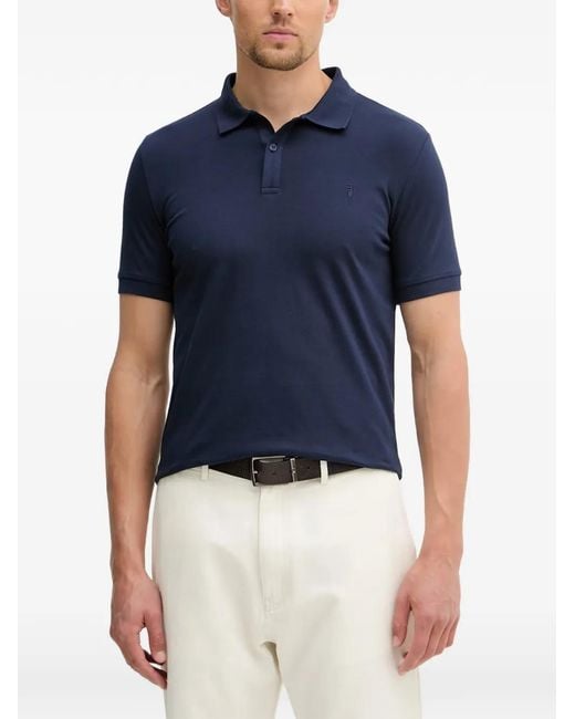 Trussardi Blue Logo-Embroidered Short-Sleeve Polo Shirt for men