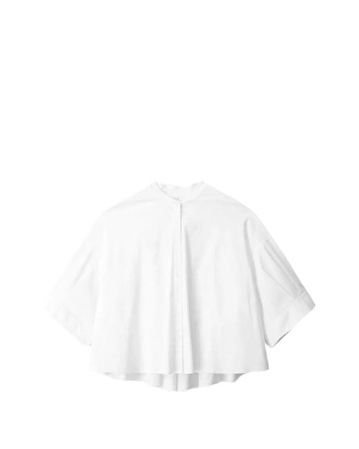 Staud White Enzo Pleated Blouse