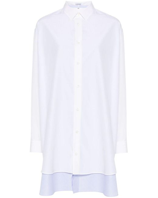 Robe-chemise en popeline à design superposé Loewe en coloris White