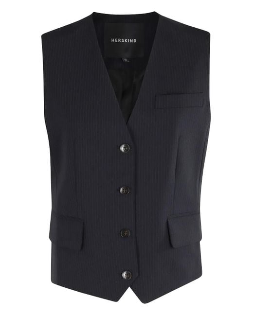 Herskind Black Pinstripe Sleeveless Waistcoat