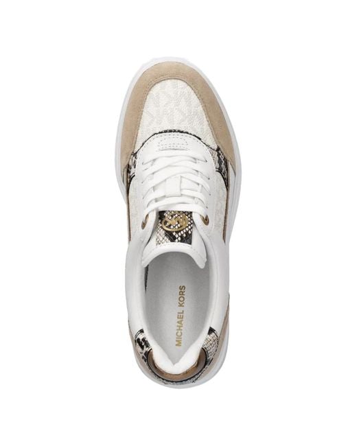 MICHAEL Michael Kors White Logo-Print Snakeskin-Effect Sneakers