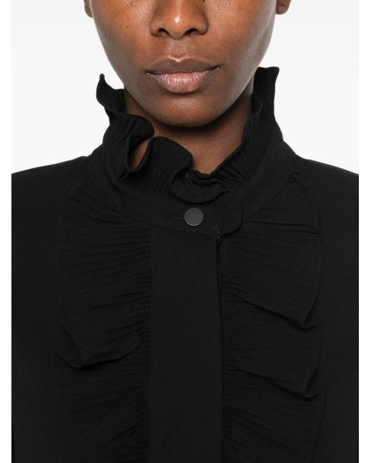 Psophia Black Ruffled Pleated Jacket