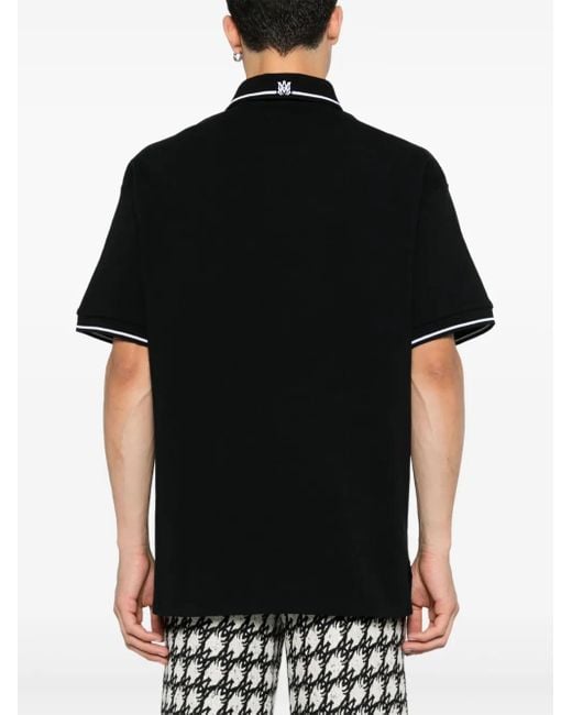 Amiri Black Polo Piqué Logo for men