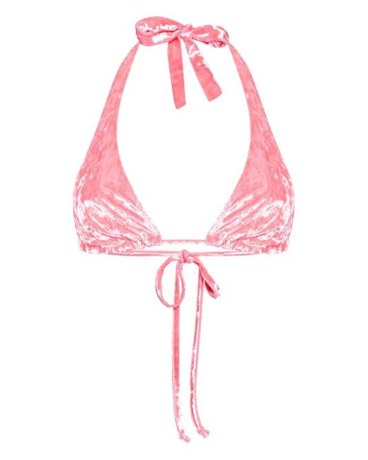 Forte Forte Pink Halterneck Velvet Bikini Top