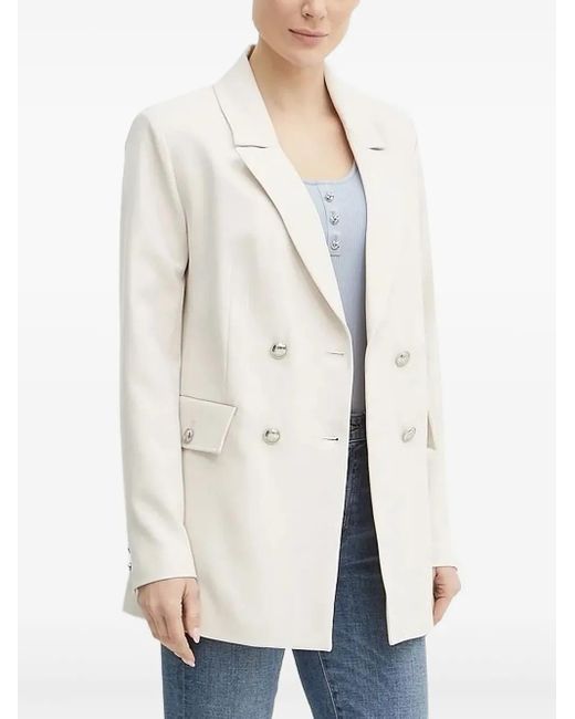 Guess White Buttoned Double-Breasted Blazer