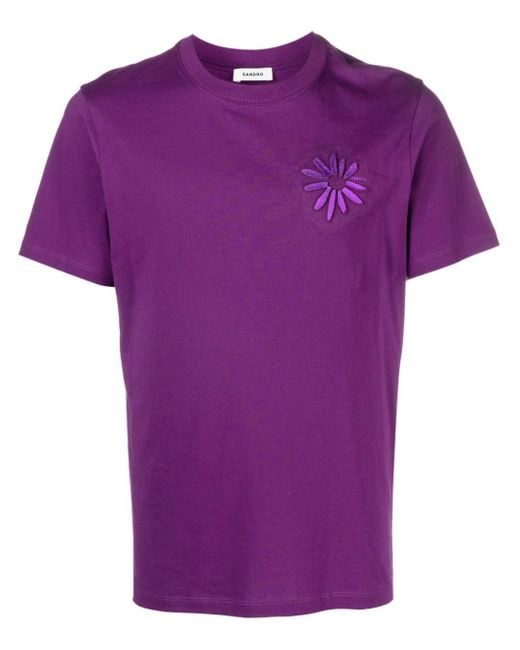 Camiseta con motivo floral en relieve Sandro de hombre de color Purple