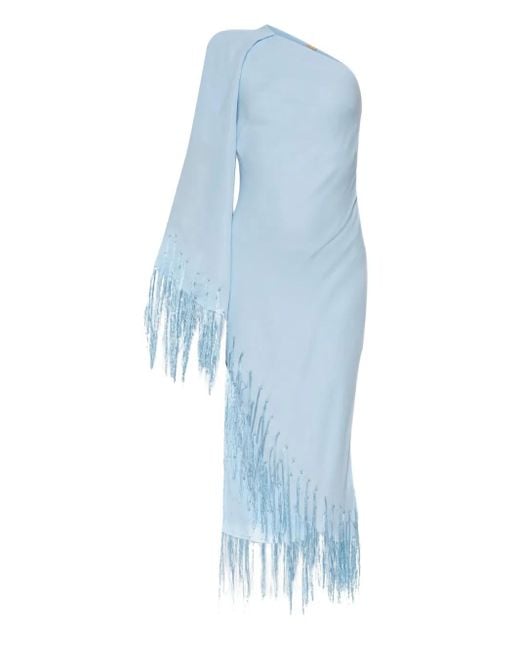 Cult Gaia Women's Blue Fringe-Detailed One-Shoulder Dress
