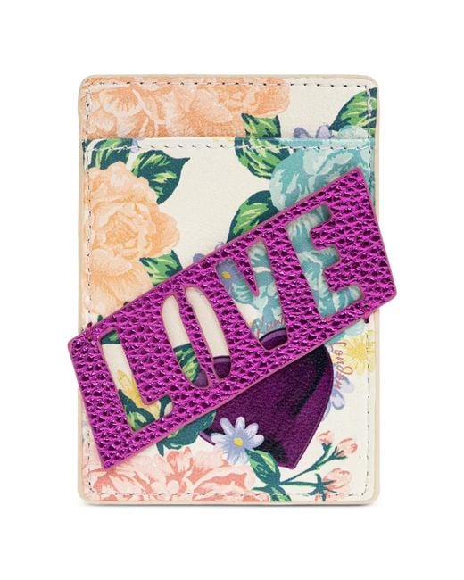 Kurt Geiger Pink Kensington Floral-Print Card Holder
