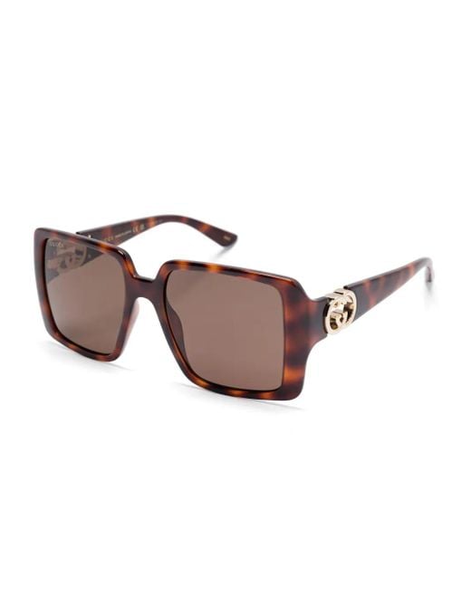 Gucci Pink Tortoiseshell Square-Frame Sunglasses