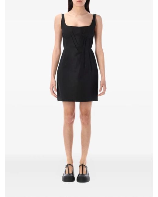 Marni Black Bonded Poplin Mini Dress