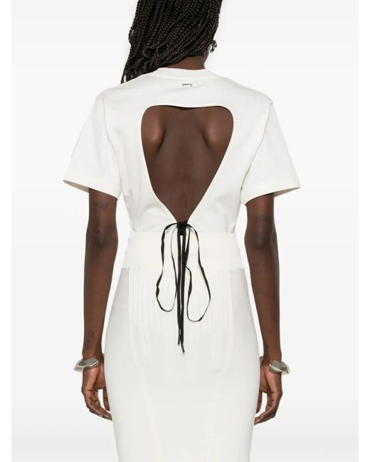 Mugler White Corset Open-Back Bodysuit